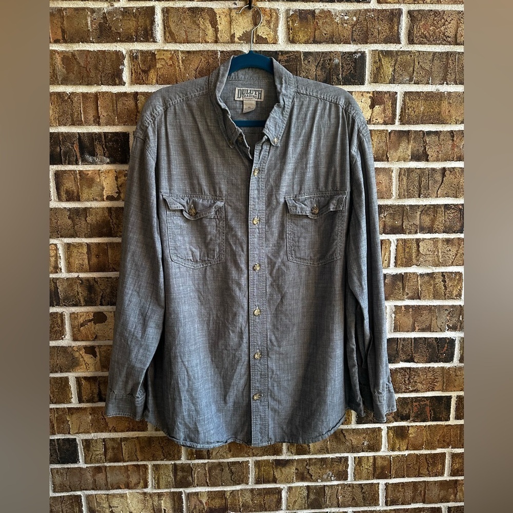 Duluth Trading Co Charcoal Button Down Shirt